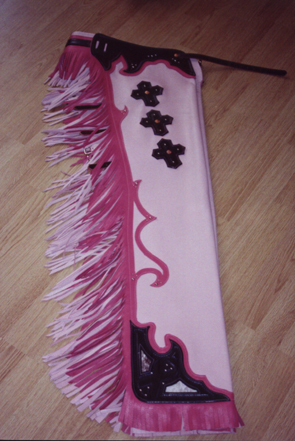 rodeo chaps with 2 tone pink trim